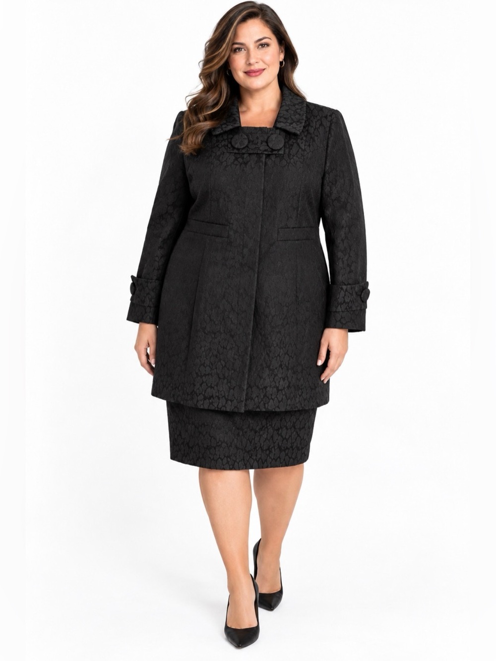 Etcetera NWT 2Piece Jacket/Skirt Jacquard Leopard Print Suit Black Jacket16/Sk14